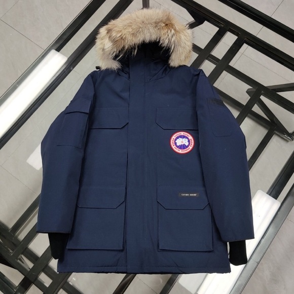 Canada Goose Navy Parka with Fur Hood - Picture 1 of 3